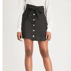 The Kooples button down linen skirt black size 38/M